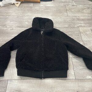 Banana Republic black sherpa teddy bomber jacket black M